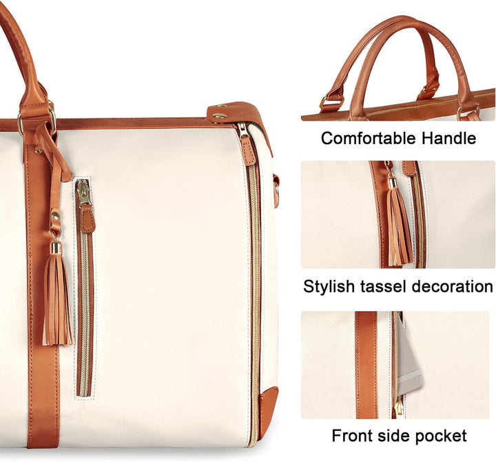 Translation missing: en.Rose-Red 56-75L Large Capacity Foldable Garment Duffel Bag with Shoe Pouch - PU Leather Convertible Suit Carrier, Anti-Wrinkle Travel &amp; Weekender Bag