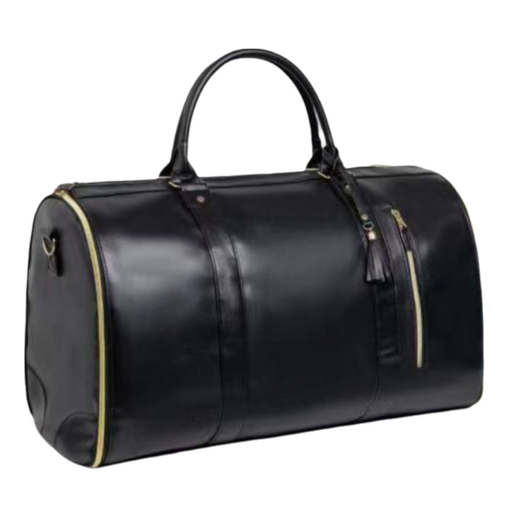 Translation missing: en.Black 56-75L Large Capacity Foldable Garment Duffel Bag with Shoe Pouch - PU Leather Convertible Suit Carrier, Anti-Wrinkle Travel &amp; Weekender Bag