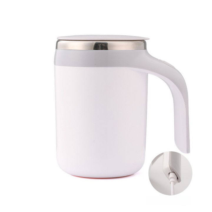 Translation missing: en.380ML White Magnetic Self-Stirring Coffee Mug - USB Charging, Leak-Proof Stainless Steel Electric Mixer Cup for Coffee &amp; Milk