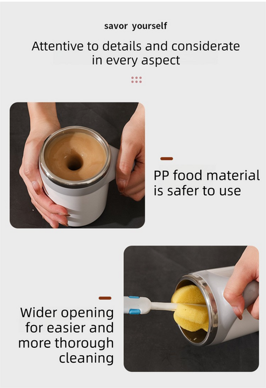 Translation missing: en.380ML White Magnetic Self-Stirring Coffee Mug - USB Charging, Leak-Proof Stainless Steel Electric Mixer Cup for Coffee &amp; Milk