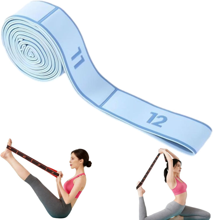 Translation missing: en.2-Pack Blue 12-Loop Numbered Yoga Stretch Strap(4x138CM) - Durable Multi-Segment Resistance Fitness Band for Pilates &amp; Gym