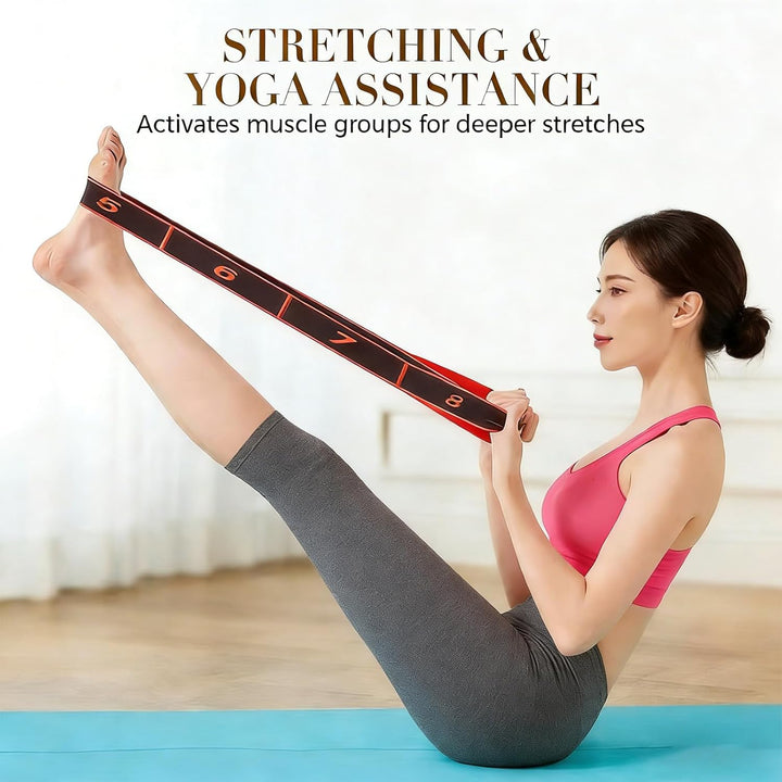 Translation missing: en.2-Pack Blue 12-Loop Numbered Yoga Stretch Strap(4x138CM) - Durable Multi-Segment Resistance Fitness Band for Pilates &amp; Gym