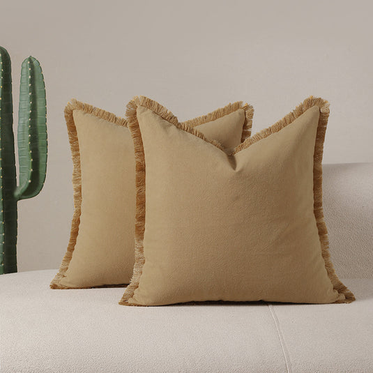 Translation missing: en.Yellow 2 Pack Bohemian Tassel Pillowcases Soft Washed Cotton Cushion Covers for Living Room Sofa Elegant Decor Solution for Local Standard Home Environments