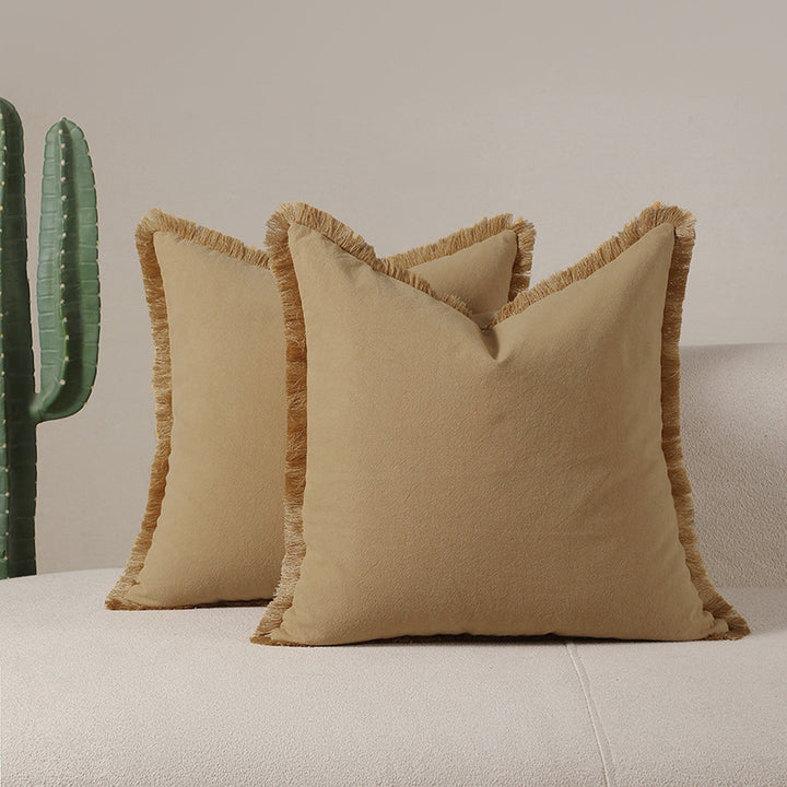 Translation missing: en.Yellow 2 Pack Bohemian Tassel Pillowcases Soft Washed Cotton Cushion Covers for Living Room Sofa Elegant Decor Solution for Local Standard Home Environments