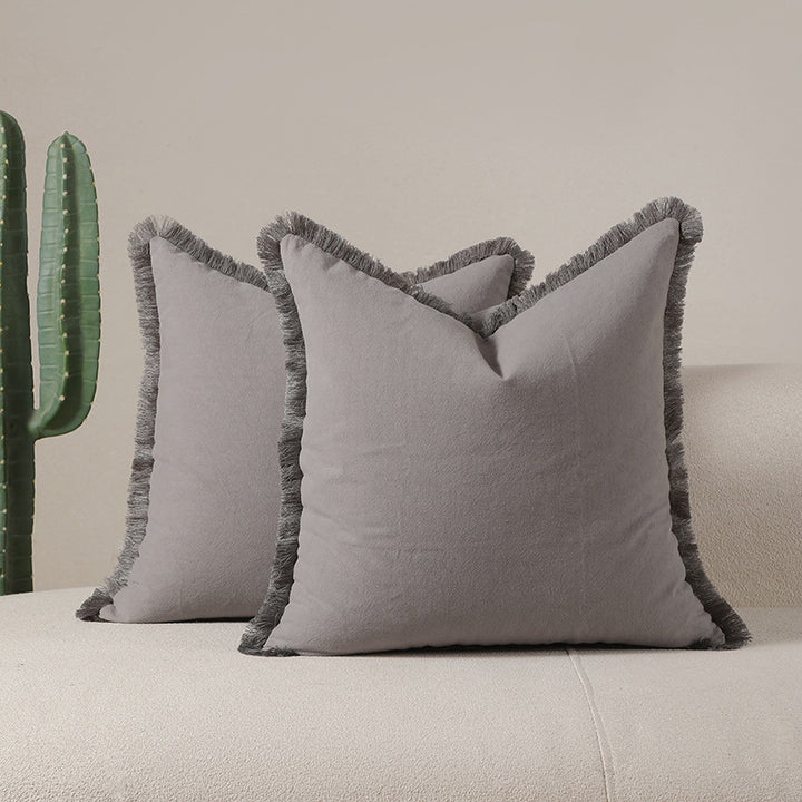 Translation missing: en.Grey 2 Pack Bohemian Tassel Pillowcases Soft Washed Cotton Cushion Covers for Living Room Sofa Elegant Decor Solution for Local Standard Home Environments