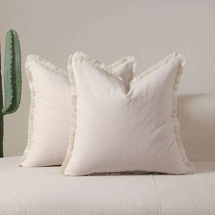 Translation missing: en.Beige 2 Pack Bohemian Tassel Pillowcases Soft Washed Cotton Cushion Covers for Living Room Sofa Elegant Decor Solution for Local Standard Home Environments