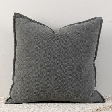 Translation missing: en.Charcoal grey Nordic Herringbone Chenille Pillowcases 2 Pack 45x45cm for Sofa and Bed Soft Decorative Cushion Covers No Inserts Included Local Standard Fit Home Styling