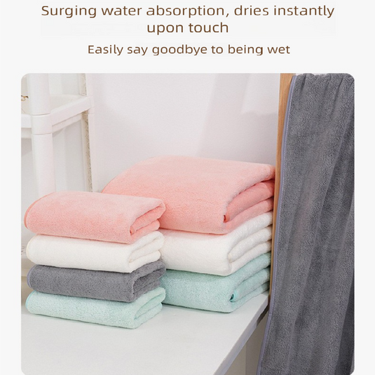 Translation missing: en.Light green Coral Fleece Thick Towel and Bath Towel Set – 4 Face Towels and 2 Bath Towels in Solid Colors, Highly Absorbent and Ultra-Soft for Home Use