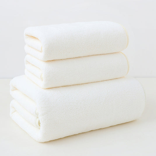 Translation missing: en.Beige Coral Fleece Thick Towel and Bath Towel Set – 4 Face Towels and 2 Bath Towels in Solid Colors, Highly Absorbent and Ultra-Soft for Home Use