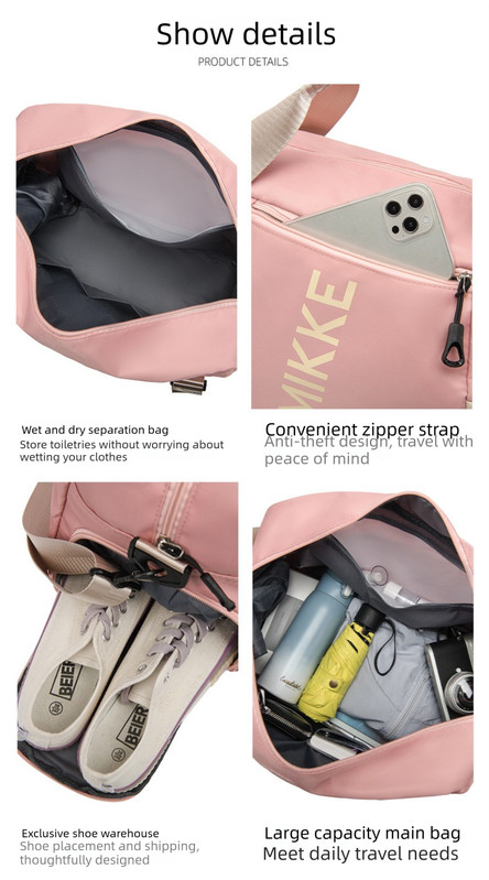 Translation missing: en.Large Travel Duffle Bag Gym Sports Weekender with Shoe Compartment Wet Pocket Lightweight Carry On Luggage Bag (Grey)