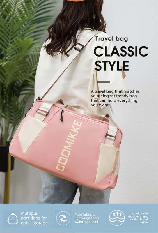 Translation missing: en.Large Travel Duffle Bag Gym Sports Weekender with Shoe Compartment Wet Pocket Lightweight Carry On Luggage Bag (Dark Purple)