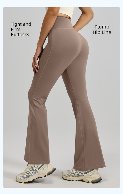 Translation missing: en.XXXL Coffee High-Waisted Flared Yoga Pants – Sculpting &amp; Slimming Fitness Leggings