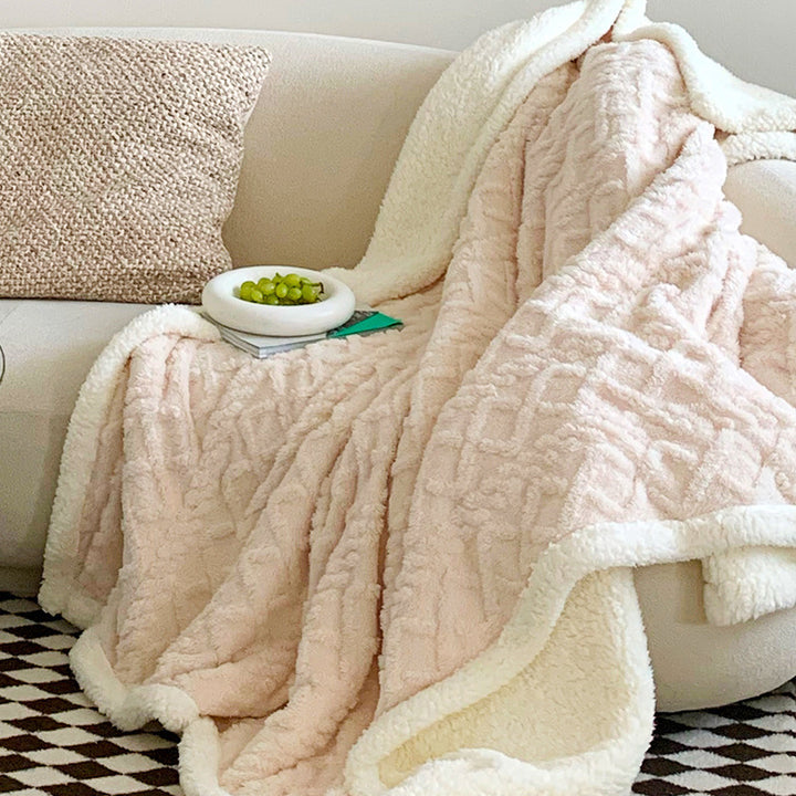 Translation missing: en.Beige color 180*200cm Double Blanket, Taffeta Fleece Blanket, Thick Winter Quilt, Lambswool Coral Fleece Small Blanket, Office Nap Blanket, Sofa Cover Blanket, Bedding, Machine Washable