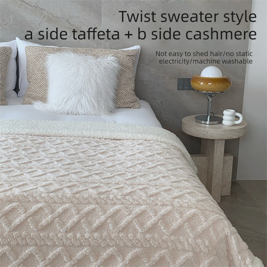 Translation missing: en.Grey 180*200cm Double Blanket, Taffeta Fleece Blanket, Thick Winter Quilt, Lambswool Coral Fleece Small Blanket, Office Nap Blanket, Sofa Cover Blanket, Bedding, Machine Washable