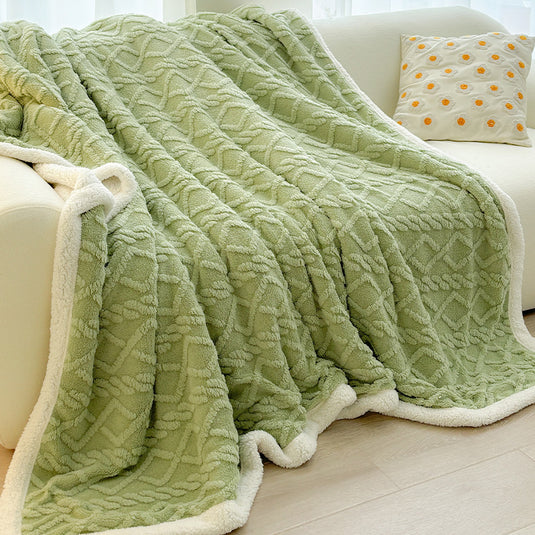 Translation missing: en.Green 180*200cm Double Blanket, Taffeta Fleece Blanket, Thick Winter Quilt, Lambswool Coral Fleece Small Blanket, Office Nap Blanket, Sofa Cover Blanket, Bedding, Machine Washable