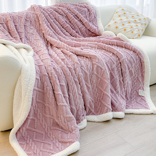 Translation missing: en.Purple 180*200cm Double Blanket, Taffeta Fleece Blanket, Thick Winter Quilt, Lambswool Coral Fleece Small Blanket, Office Nap Blanket, Sofa Cover Blanket, Bedding, Machine Washable
