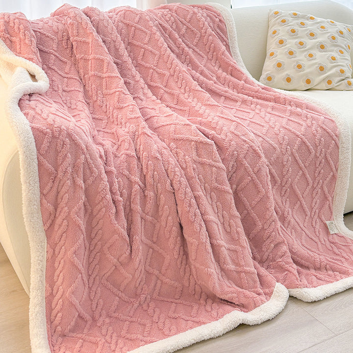 Translation missing: en.Pink 180*200cm Double Blanket, Taffeta Fleece Blanket, Thick Winter Quilt, Lambswool Coral Fleece Small Blanket, Office Nap Blanket, Sofa Cover Blanket, Bedding, Machine Washable