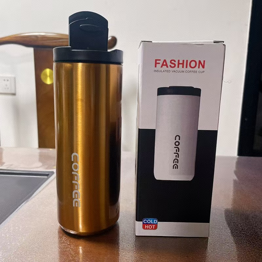 Translation missing: en.Yellow Stainless Steel Coffee Mug 500ml Vacuum Insulated Travel Cup 8 Hours Heat Retention Leak-Proof Lid 304 Food-Grade Steel Portable Office Car Tumbler Reusable Gift Cup