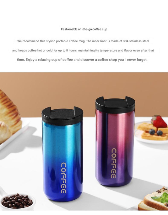 Translation missing: en.Yellow Stainless Steel Coffee Mug 500ml Vacuum Insulated Travel Cup 8 Hours Heat Retention Leak-Proof Lid 304 Food-Grade Steel Portable Office Car Tumbler Reusable Gift Cup