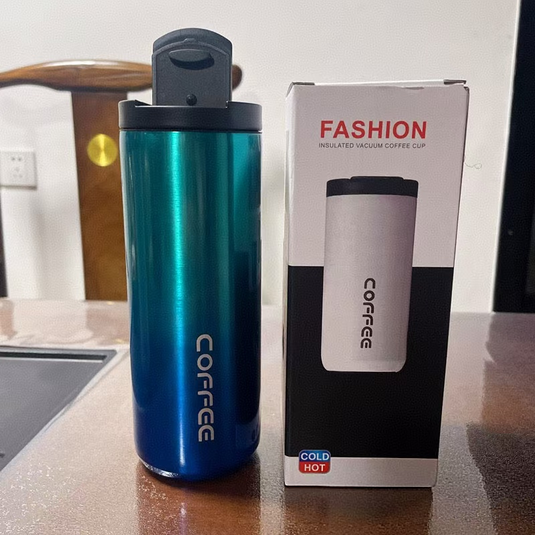 Translation missing: en.Gradient Blue Stainless Steel Coffee Mug 500ml Vacuum Insulated Travel Cup 8 Hours Heat Retention Leak-Proof Lid 304 Food-Grade Steel Portable Office Car Tumbler Reusable Gift Cup
