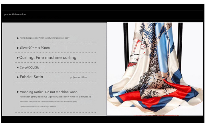 Translation missing: en.Blue Dragonfly and Lotus Flower Painting Elegant 90x90cm Satin Silk Scarf for Women - Double-Sided Printed Square Headscarf Shawl Wrap - Lightweight Versatile Fashion Accessory for Mother's Day Gift