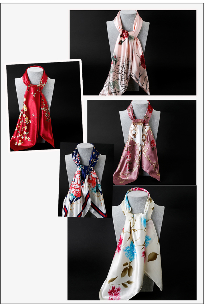 Translation missing: en.Beige Leopard Print Chain Pattern Elegant 90x90cm Satin Silk Scarf for Women - Double-Sided Printed Square Headscarf Shawl Wrap - Lightweight Versatile Fashion Accessory for Mother's Day Gift