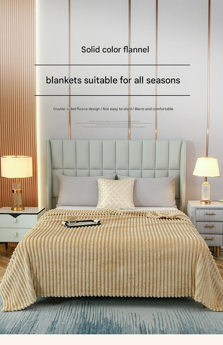Translation missing: en.100*150cm Brown Solid Colour Flannel Throw Blanket - Thick Double-Sided Fleece with Ribbed Texture - Soft throw blanket&amp; Lightweight for Sofa, Bed, Office Nap, Air-Conditioned Rooms - Durable, Machine Washable, Non-Shedding