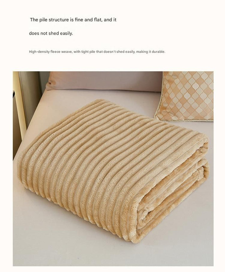 Translation missing: en.100*150cm Green Solid Colour Flannel Throw Blanket - Thick Double-Sided Fleece with Ribbed Texture - Soft throw blanket&amp; Lightweight for Sofa, Bed, Office Nap, Air-Conditioned Rooms - Durable, Machine Washable, Non-Shedding