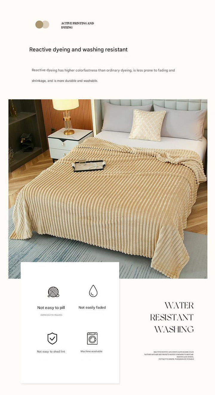 Translation missing: en.100*150cm Green Solid Colour Flannel Throw Blanket - Thick Double-Sided Fleece with Ribbed Texture - Soft throw blanket&amp; Lightweight for Sofa, Bed, Office Nap, Air-Conditioned Rooms - Durable, Machine Washable, Non-Shedding