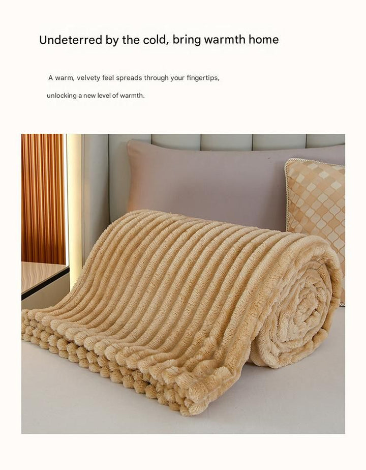 Translation missing: en.200*230cm Green Solid Colour Flannel Throw Blanket - Thick Double-Sided Fleece with Ribbed Texture - Soft throw blanket&amp; Lightweight for Sofa, Bed, Office Nap, Air-Conditioned Rooms - Durable, Machine Washable, Non-Shedding