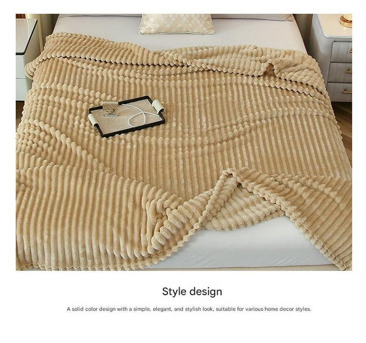 Translation missing: en.150*200cm Dark grey Solid Colour Flannel Throw Blanket - Thick Double-Sided Fleece with Ribbed Texture - Soft throw blanket&amp; Lightweight for Sofa, Bed, Office Nap, Air-Conditioned Rooms - Durable, Machine Washable, Non-Shedding