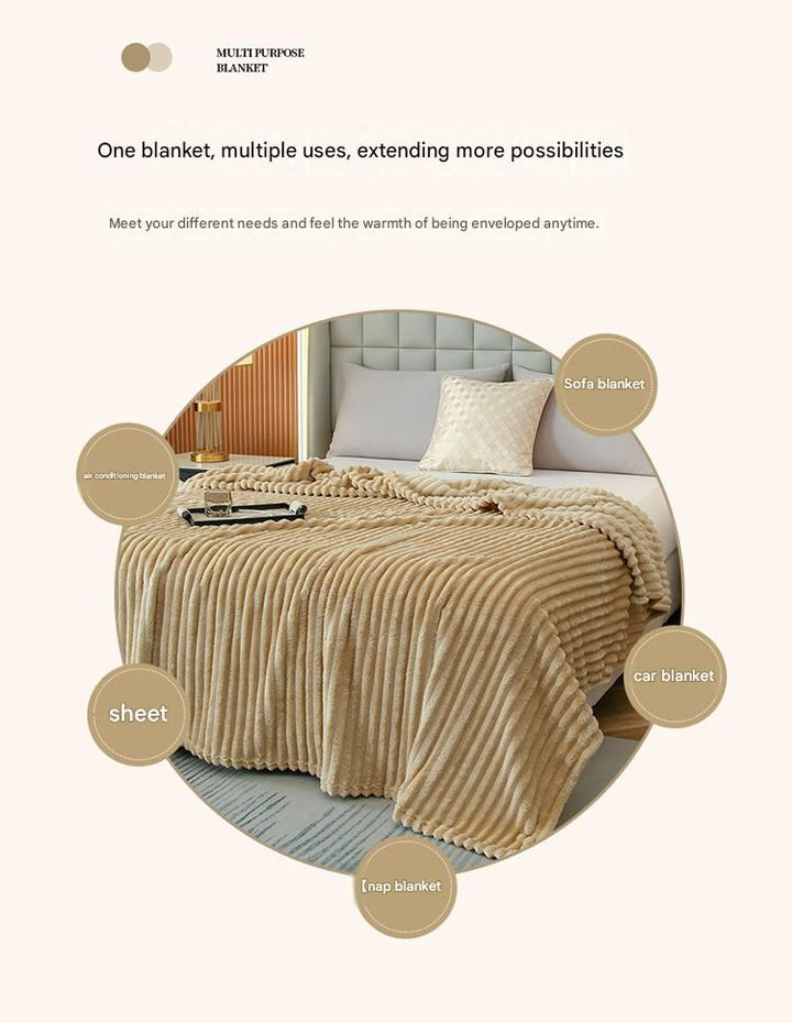 Translation missing: en.200*230cm Dark grey Solid Colour Flannel Throw Blanket - Thick Double-Sided Fleece with Ribbed Texture - Soft throw blanket&amp; Lightweight for Sofa, Bed, Office Nap, Air-Conditioned Rooms - Durable, Machine Washable, Non-Shedding