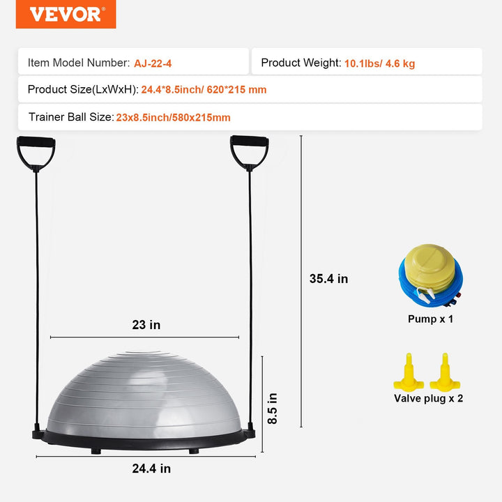 Translation missing: en.VEVOR Half Exercise Ball Trainer, 23 inch, Gray